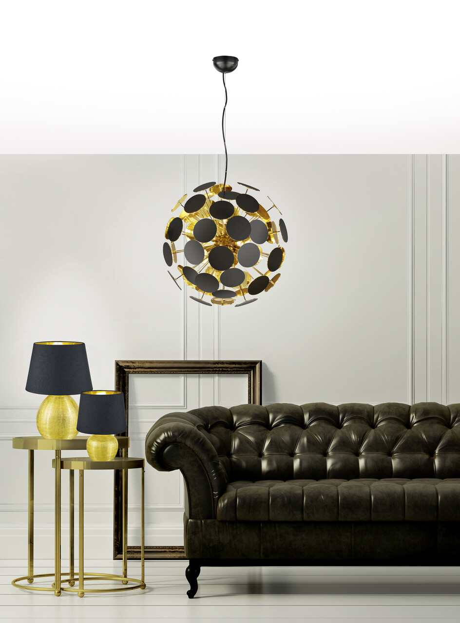 Lustra Discalgo, TRIO, 54x150 cm, 40W, 6x E14, metal, negru mat/auriu - imagine 5